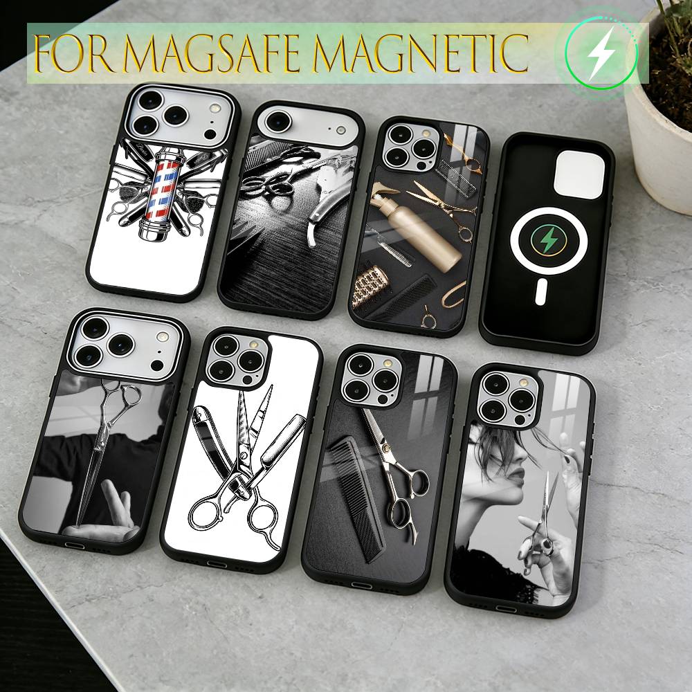 Barber Shop Hair Stylist Salon Phone Case For iPhone17,16,15,14,13,12,11 Plus,Pro Magnetic with Magsafe Wireless Charging