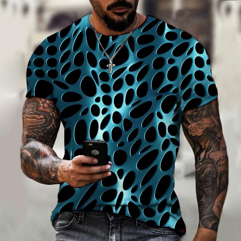 Visual Feast Abstract Creative Art Patterns 3D Printing, Summer Men's Short Sleeved T-shirts