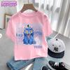 Kpop Demon Hunters Purple T-shirts Girls Cartoon Number Printed Short-sleeved Top Children Summer Sweet T-shirt Birthday Gift