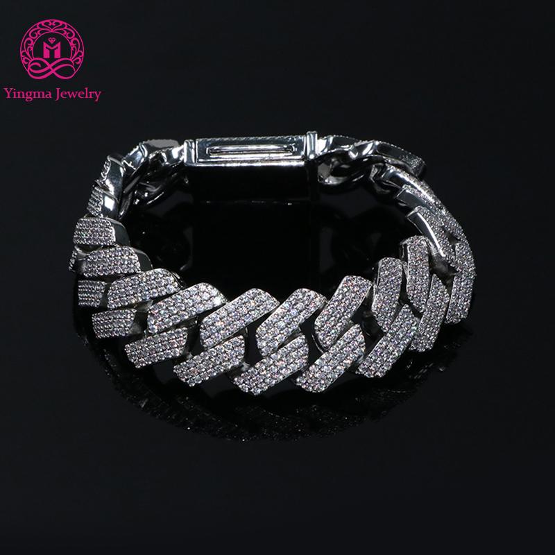 20MM Luxury Men's Cuban Chain Bracelet High Quality Cooper Iced Out Cuban Link Chain with Full Paved 5A CZ Stones Zircon