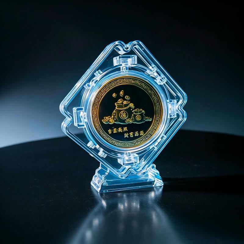 Cat Lucky Commemorative Coin Premium Metal Colored Souvenir Medal for Collection Party Favors Birthday Gift for Cat Lovers