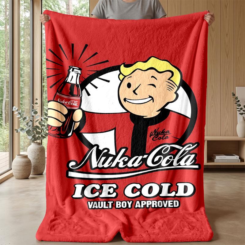 Soft Flannel Blanket Lightweight Cozy Bedroom Living Room CoverFallout Vault Boy