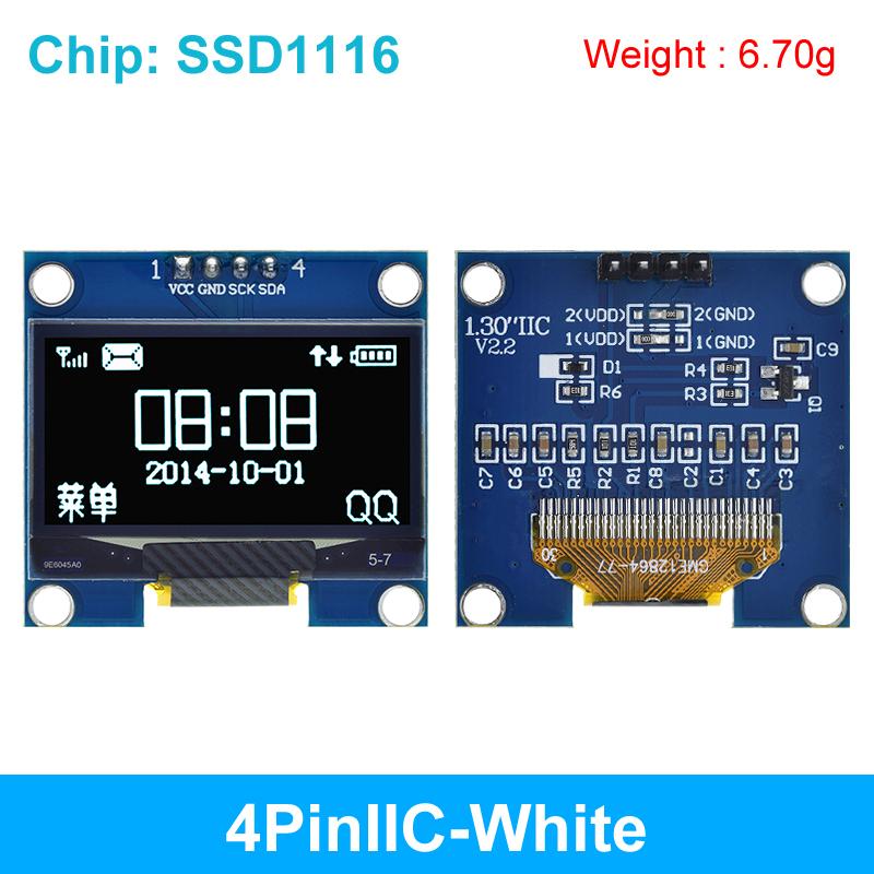 TZT 1,3 Zoll OLED-Modul SPI/IIC I2C Kommunikation weiß/blau Farbe 128X64 1,3 Zoll OLED LCD LED Display-Modul 1,3" OLED-Modul