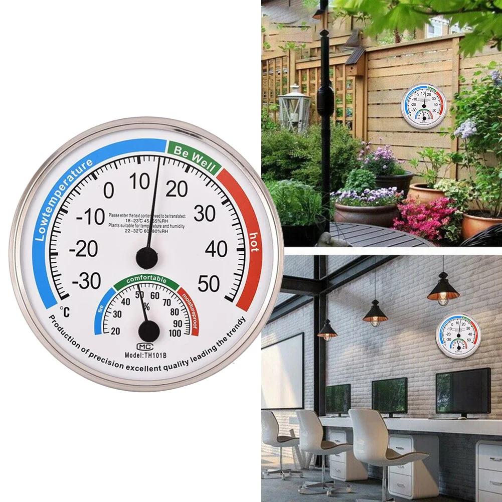 Mini Round Pointer Thermometer Hygrometer -30℃-50℃ Thermometer 20%-100% Hygrometer Indoor Office Humidity Monitor