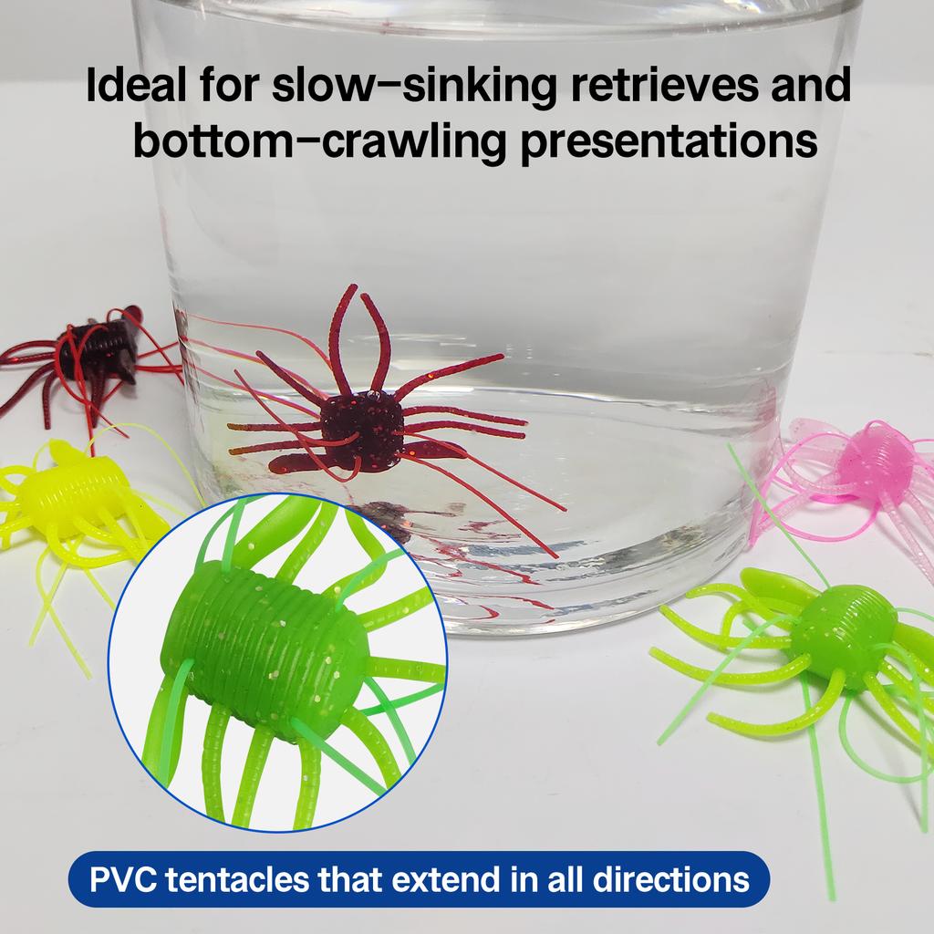 1.8g&2.8g 10pcs Sinking Soft Fishing Lure Wacky Worms with Multiple Tentacles Bass Fishing Artificial Bait Tackle