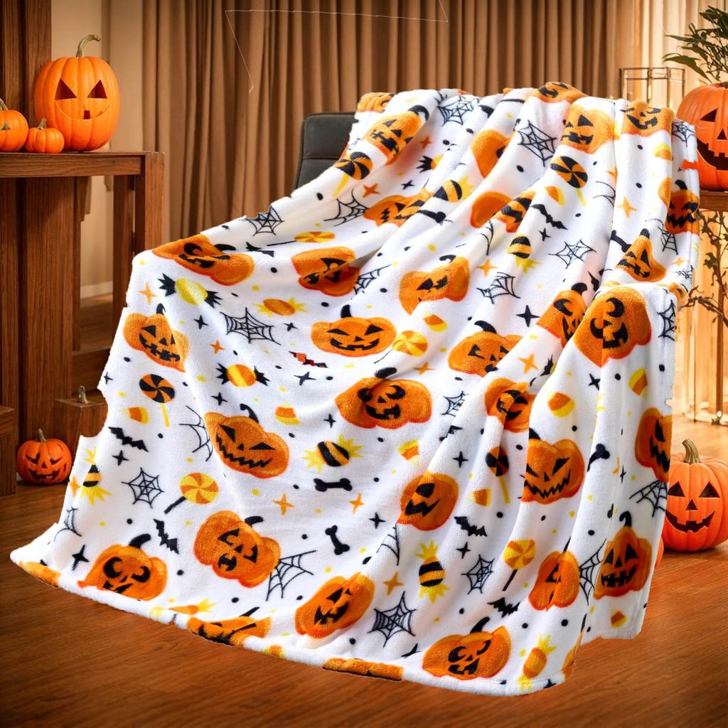 Halloween Kasteteppe Heks Mykt Plysj Koselig Flanell Halloween Teppe Dekorasjon For Fest Sofa Seng Stue