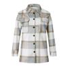 Women's Brushed Plaid Shirts Long Sleeve Flannel Lapel Button Down Pocketed Shacket Jacket Coats