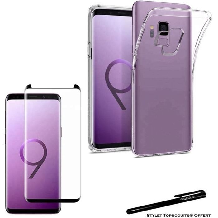 Film de protection - Toproduits® - Samsung Galaxy S9 - Verre trempé incurvé - Coque de protection - Noir