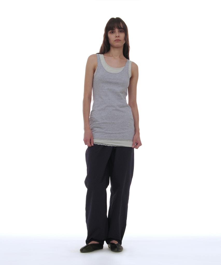 Partimento Woman Pwc Lace Trim Two-In-One Sleeveless Dress Top_Melange