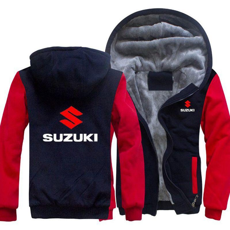 Suzuki Unisex Winter Fleece Thicken Hoodie Warm Comfortable Sweatshirt Zipper Jacket Coat For Cold Seasons
