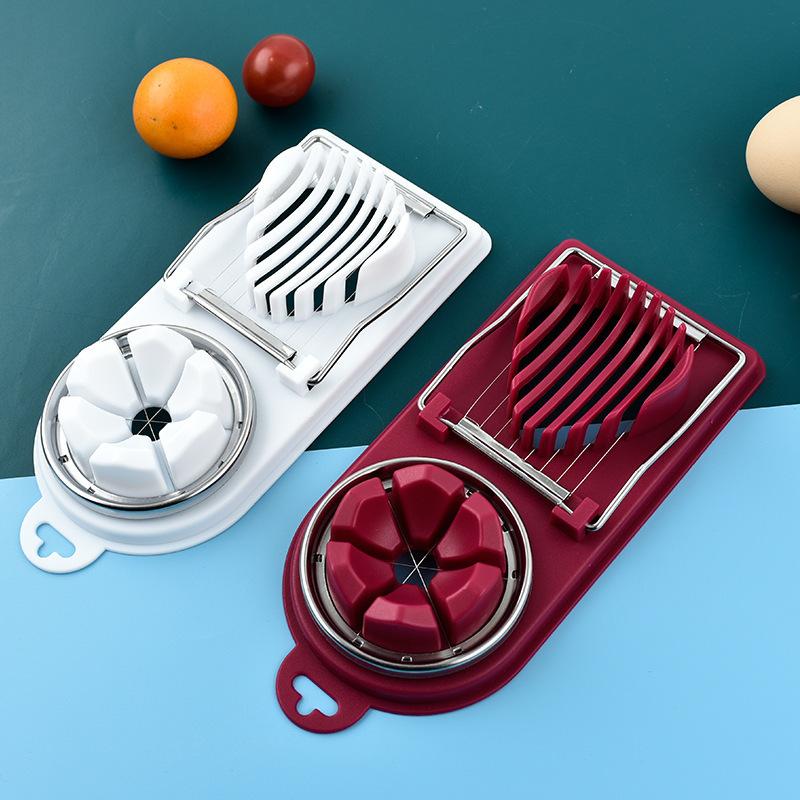 Multi Functional Egg Cutting Artifact Kitchen Household Stainless Steel Cutter Preserved Eggs Divider Two In One Egg Cutter