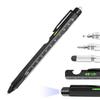 Professional 9in1 Multi Tool Pen with LED Light Screwdriver Ruler Level Bottle Opener Survival Gear for Camping Workshop Repair