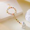 Light Luxury Colorful Love Heart Tassel Chain Ring With Bracelet Link Wrist Chain Finger Rings For Women Wedding Party Jewelry