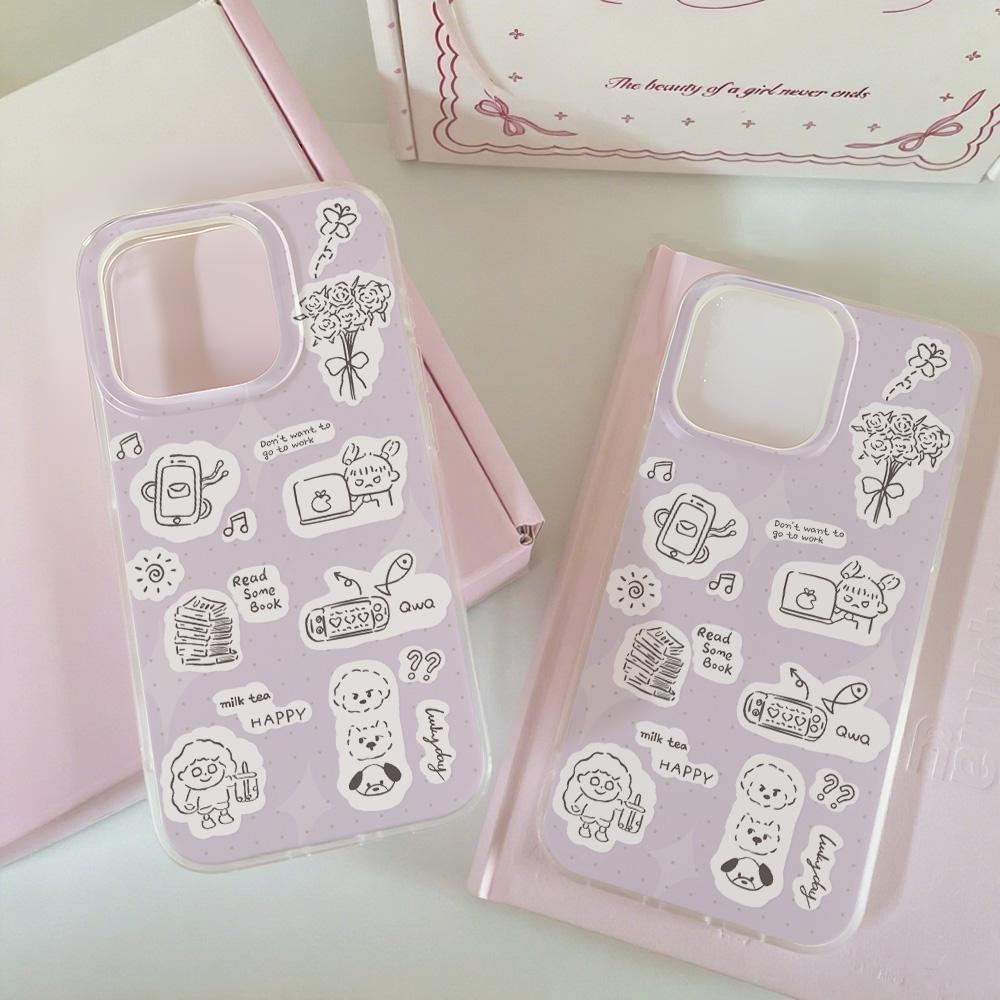 Painted Phone Case for iPhone 12 13 15 16 iPhone 16 12 13 14 15 Pro  14 15 16 Pro Max Coverage Shockproof Anti-Fingerprint Fresh Style Protective Case