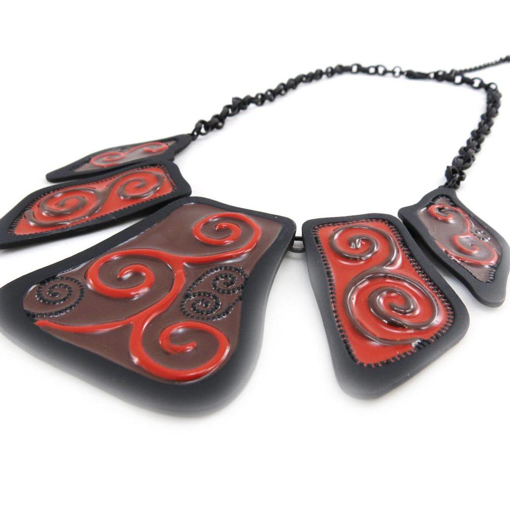 NOA [J4230] - Designer Necklace 'Arabesques' Black Brown