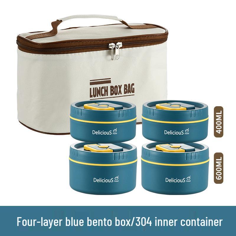 304 Edelstahl Isolierte Runde Bento Box - Tragbare & Abnehmbare Lunchbox