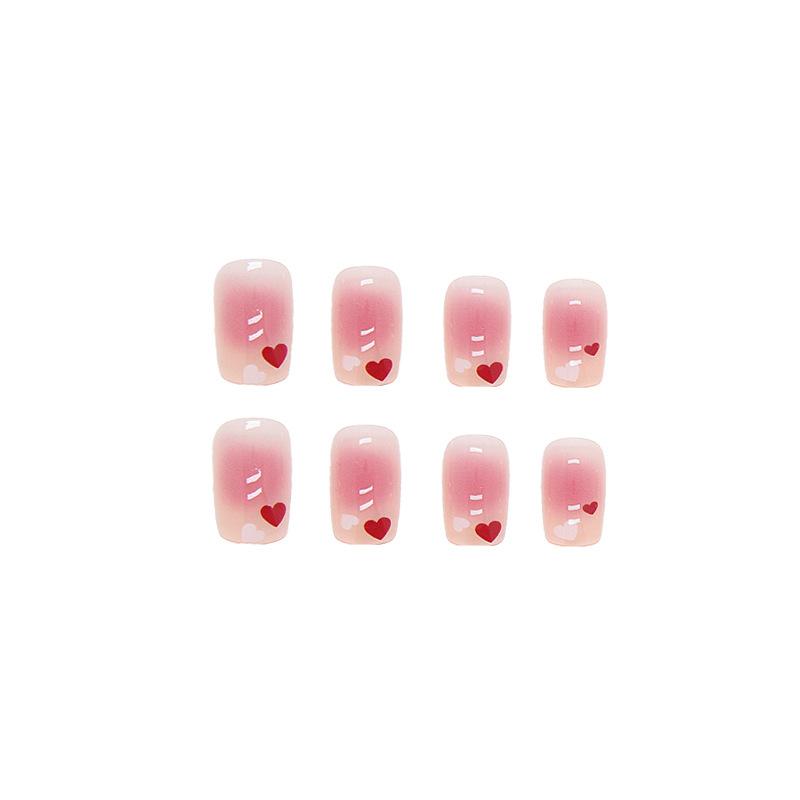 24 Pcs High-end Finished Products Can Be Manicure Patch Wearable Nail Sticker Ballet Nail Pink Ice Through Love Gradual Change