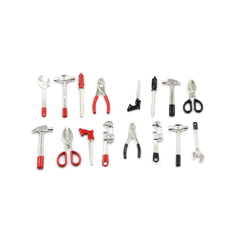 8 Adet 1:12 Ölçekli Minyatür Metal El Alet Seti Bebek Evi Aksesuarları