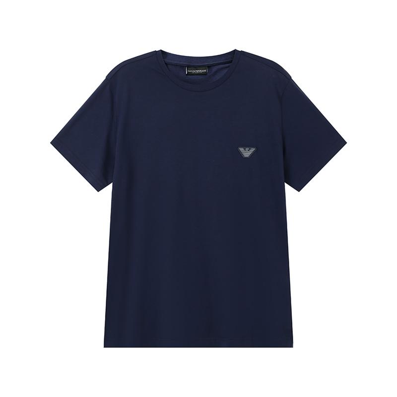 Emporio Armani Мужская футболка с коротким рукавом и круглым вырезом, аппликация с логотипом орла, SS24, темно-синяя, 211818-4R463-06935 S