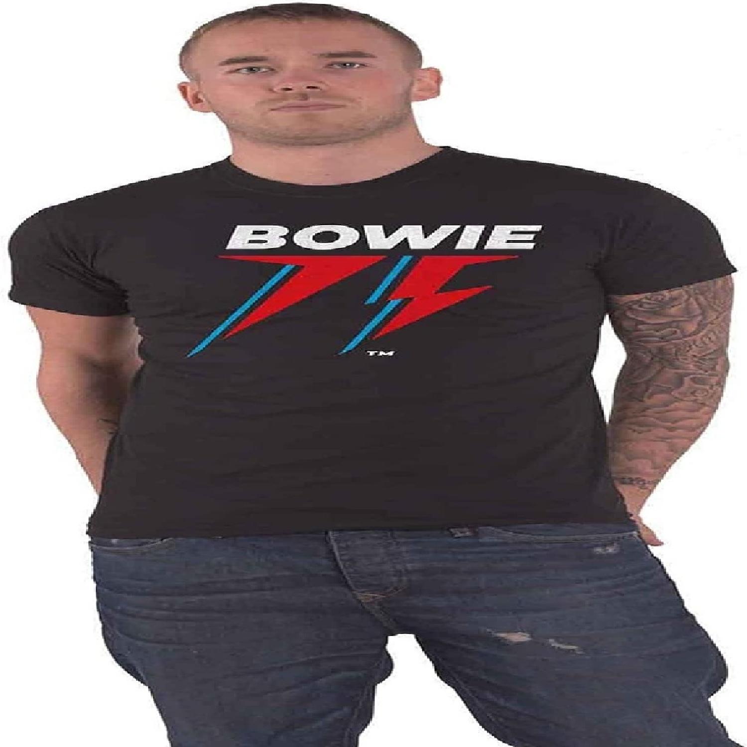 David Bowie T Shirt 75Th Flash Logo Official Mens White S