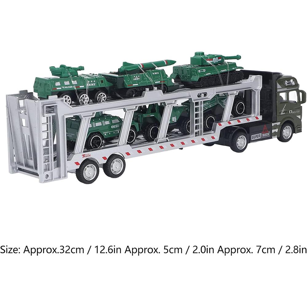 1/48 Carrier Truck with Cars Toys Set Portable Alloy Plastic Transport Vehicle with Car Models for Gifts Ornament