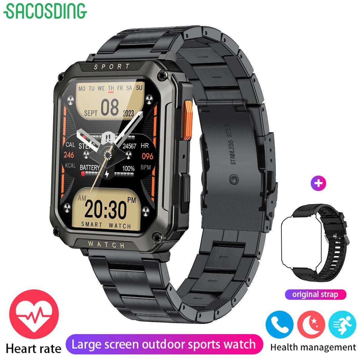

SACOSDING Новые военные Bluetooth-смарт-часы для мужчин 2,01-дюймовый спортивный фитнес-браслет водонепроницаемые голосовые помощники умные часы для мужчин Bluetooth Call watch