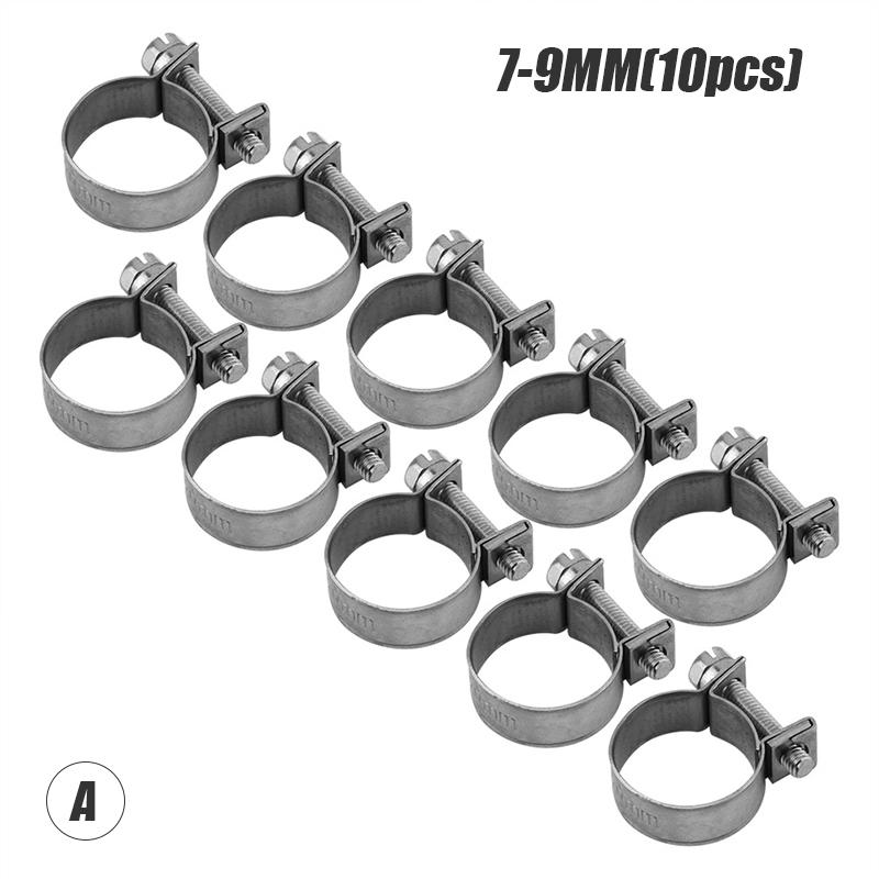 10PCS/Set Car Fuel Hose Clips Hoses Clamps Set Mini Carbon Steel Air Hose Clamp Diesel Petrol Pipe Clips Auto Hose Parts