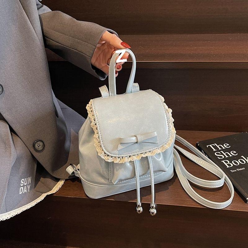 Gentle Wind Lace Bow Niche Mini Backpack Women's New Fashion Versatile Portable Travel Small Backpack