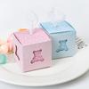 10 Stück Blau Rosa Bär Pralinenschachtel Babyparty Geschenke Keksverpackung für Gäste Kindergeburtstag Party Mädchen Jungen Geschlecht Offenbaren Lieferungen