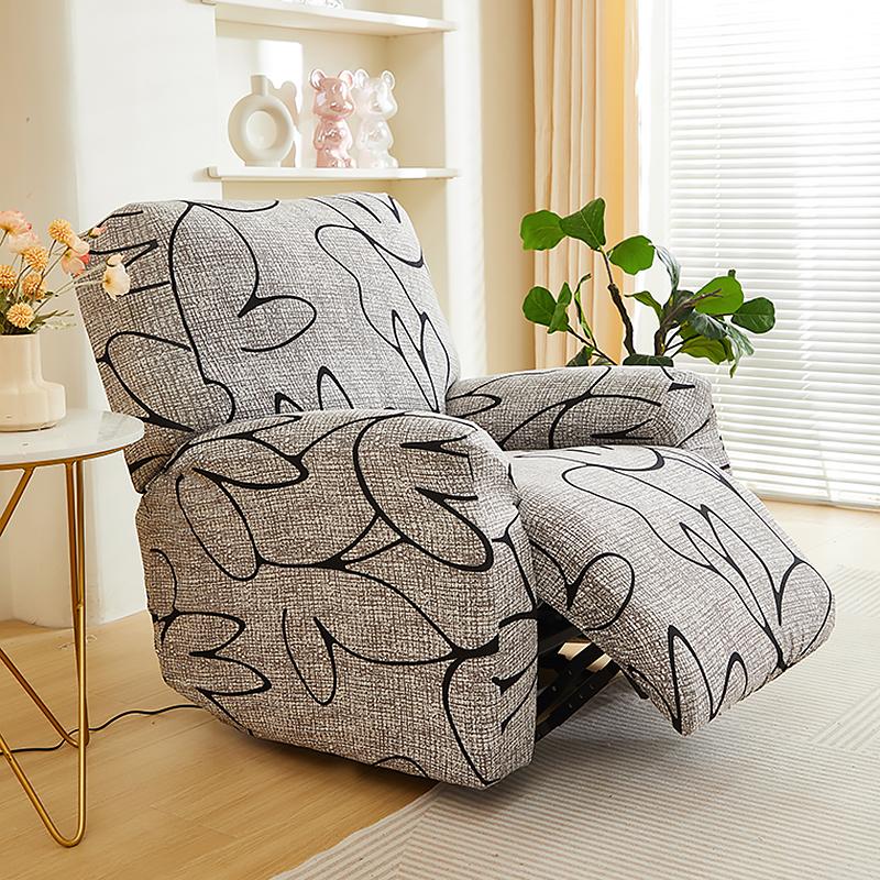 Recliner Chair Cover 4-Pieces, Stretch Sofa Slipcover 1 Seater Sofa Covers for Living Room Furniture Covers with Elastic Bottom