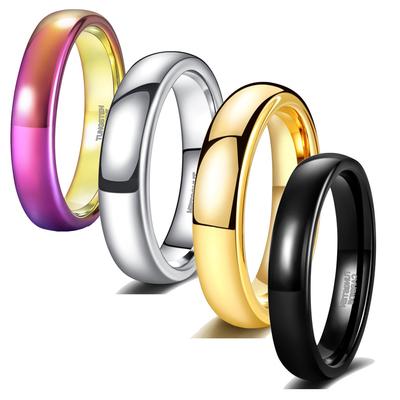 Anello semplice e classico con superficie liscia, larghezza bordo dritto 2/4/6/8 mm, anello unisex in acciaio al tungsteno