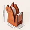 A Cute Cat Shaped Tape Dispenser Wooden and Transparent Plastic Tape Holder Office Stationery Desktop Tape Holder