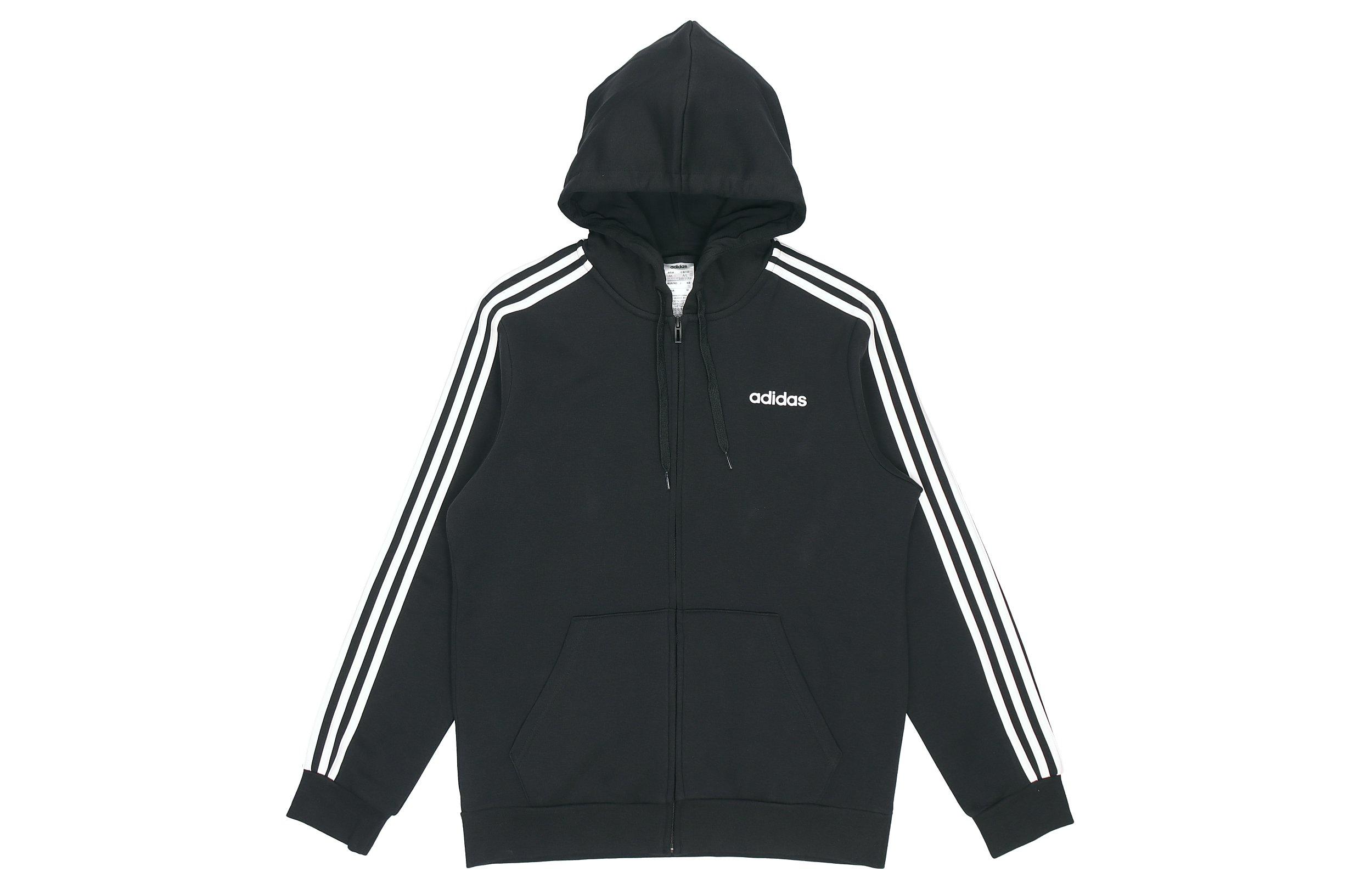 Adidas ESSENTIALS E 3S FZ FL Running Fleece Lined Hooded Thermal Jacket Men s Black DQ3101 XXXL