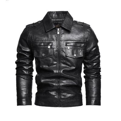 Men's Leather Jacket Lapel Warm Motorcycle Jacket, Men's Coat