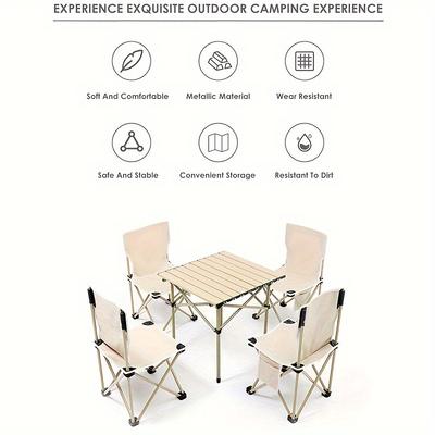 Faltbarer Outdoor-Tisch, tragbares Falt-Tisch- und Stuhlset für Camping, ultraleichter Eierrollen-Tisch, Camping-Faltisch, Camping