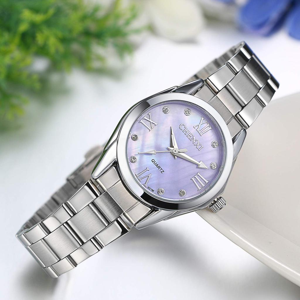 JewelryWe Waterproof Watch with Stainless Steel Popular and Cute Analog Bracelet Perfect for and Purple Women's Strap, Watch, Business, Casual,