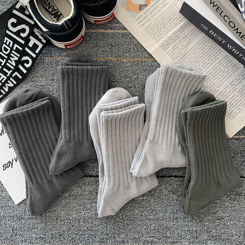5 Pairs/Lot Men Socks Breathable Solid Color Outdoor Sport Middle Tube Casual Sock
