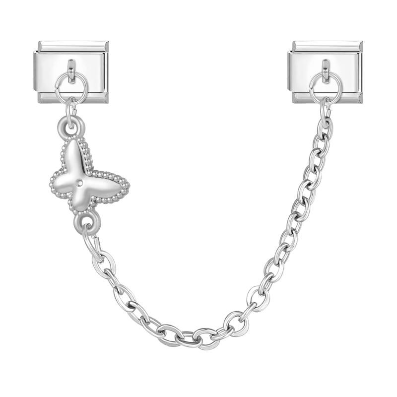 Vintage Butterfly Flowers Star Moon Chain Tassel Italian Charm Link Fit 9mm Stainless Steel Bracelet Women Men DIY Making Gift