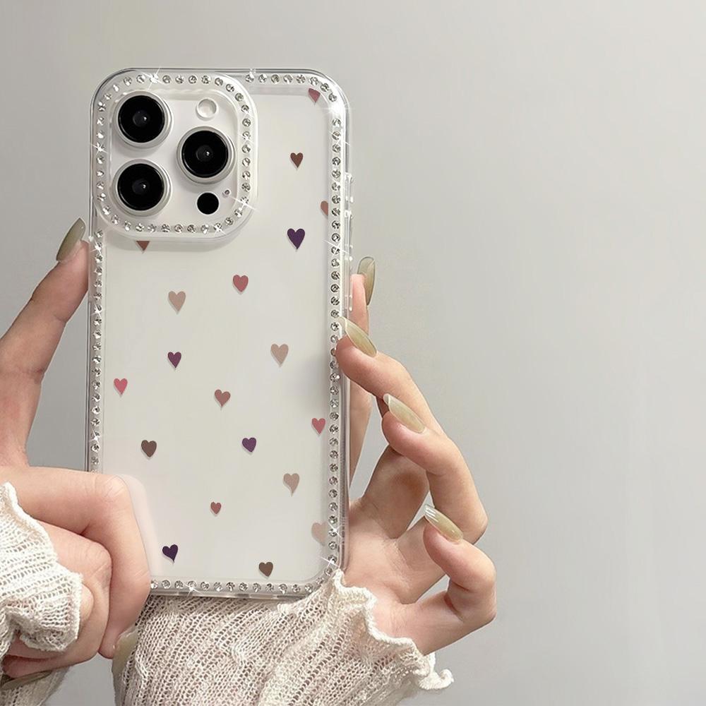 Liebes Herz Glitzer Diamant Handyhülle Für iPhone 17 Pro Max Hülle iPhone 16 14 12 11 13 15 Pro Max Air Bling Weiche Silikonhülle