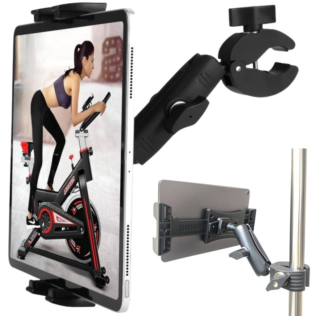 East Leaf Tablet Holder with Rotating Clip, Stand, and Tripod for iPad 13-inch, Includes Microphone, Fitness, and Versatile Use (Black)