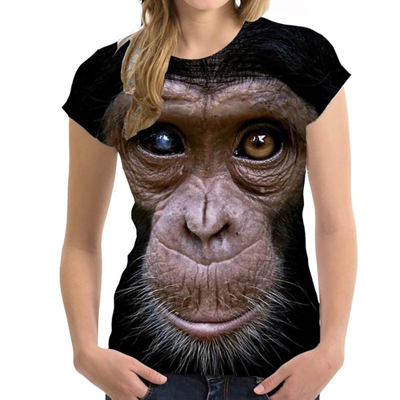 Harajuku 3D Printed Casual Short Sleeved Women's Monkey Millennium Bug Fun Gorilla T-shirt