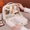 8098 Large Capacity Portable Makeup Bag For Travel Luxury Toiletry Organizer Double Layer Waterproof Cosmetic Case
