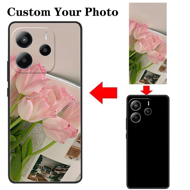 Customized DIY Soft Black TPU Silicone Phone Case For Redmi Note 14 13 Pro Plus Turbo 4 K80 K70 Pro K70E 14C 13C A3 A4 Pro