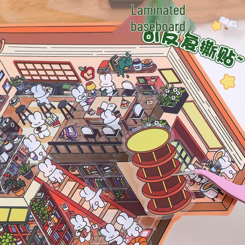 3D Kabin Peyzaj Çıkartmaları: Büyük Kendin Yap Kore Minyatür Sahnesi, Sevimli Saklama Dekorasyonu.