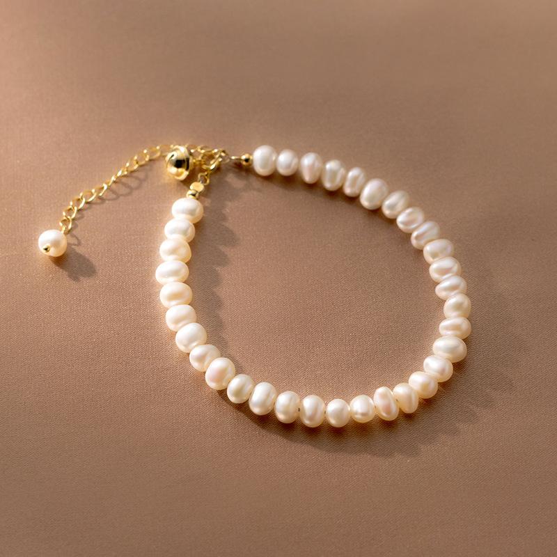 Temperament pearl bracelet personalized design simple beaded bell bracelet summer jewelry