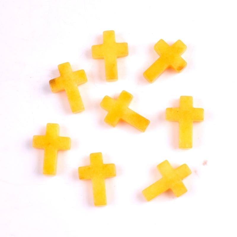 Pack of 19 Crystal Crosses Charm Holeless Design Natural Energy Enhancers for Meditations Home Office Desk Decors Craft