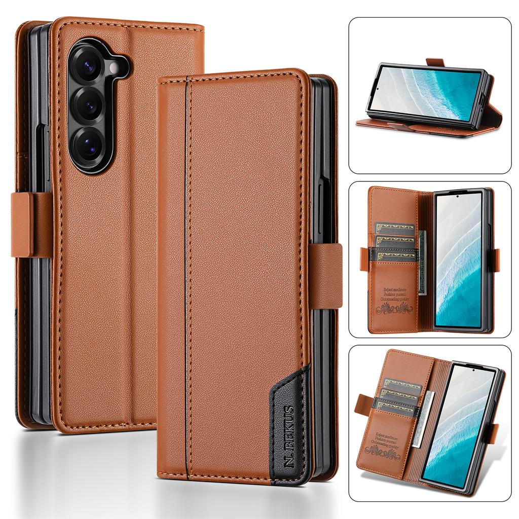 Luxury Leather Wallet Cover for Samsung Galaxy Z Fold 7 6 5 4 3 5G 2025 Flip Case Magnetic Book Business ZFold6 Fold7 RFID Case