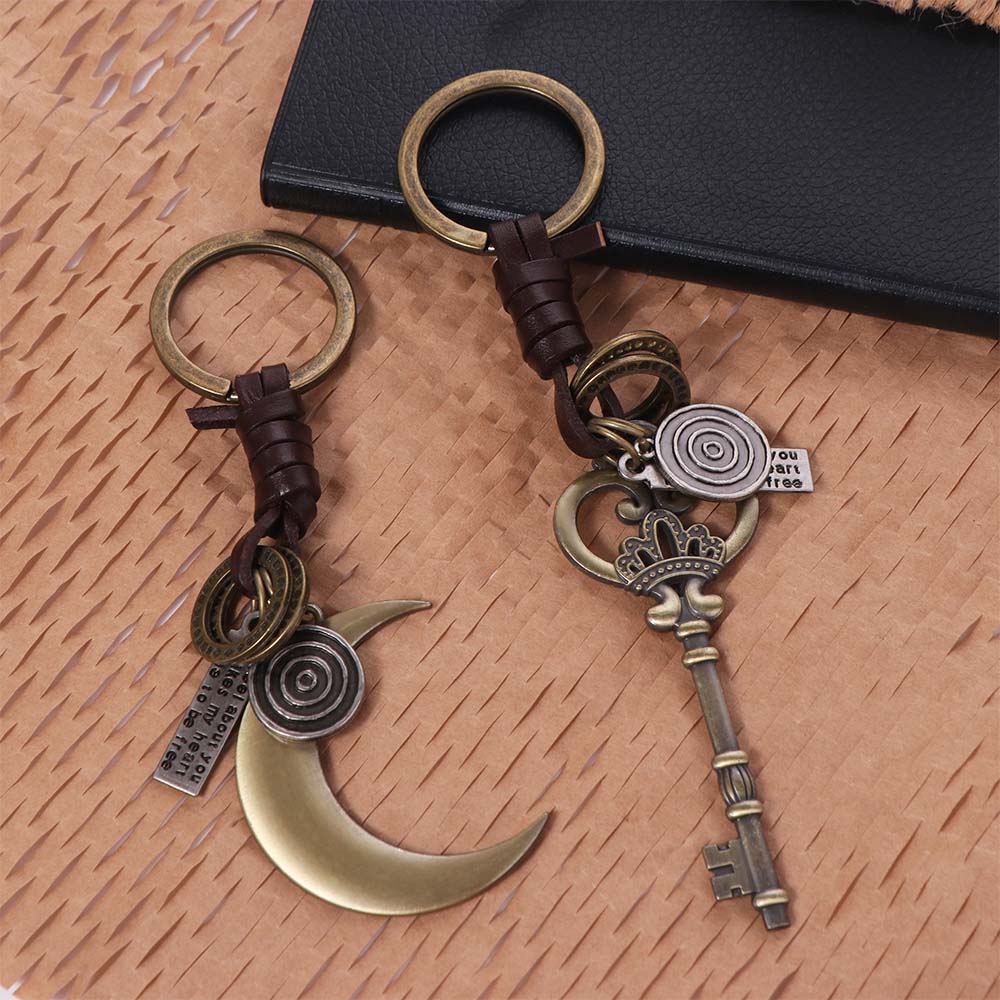 Zinc Zinc Alloy Punk Style Lock Pendant Backpack Hanging Moon Car Key Ring  Couples