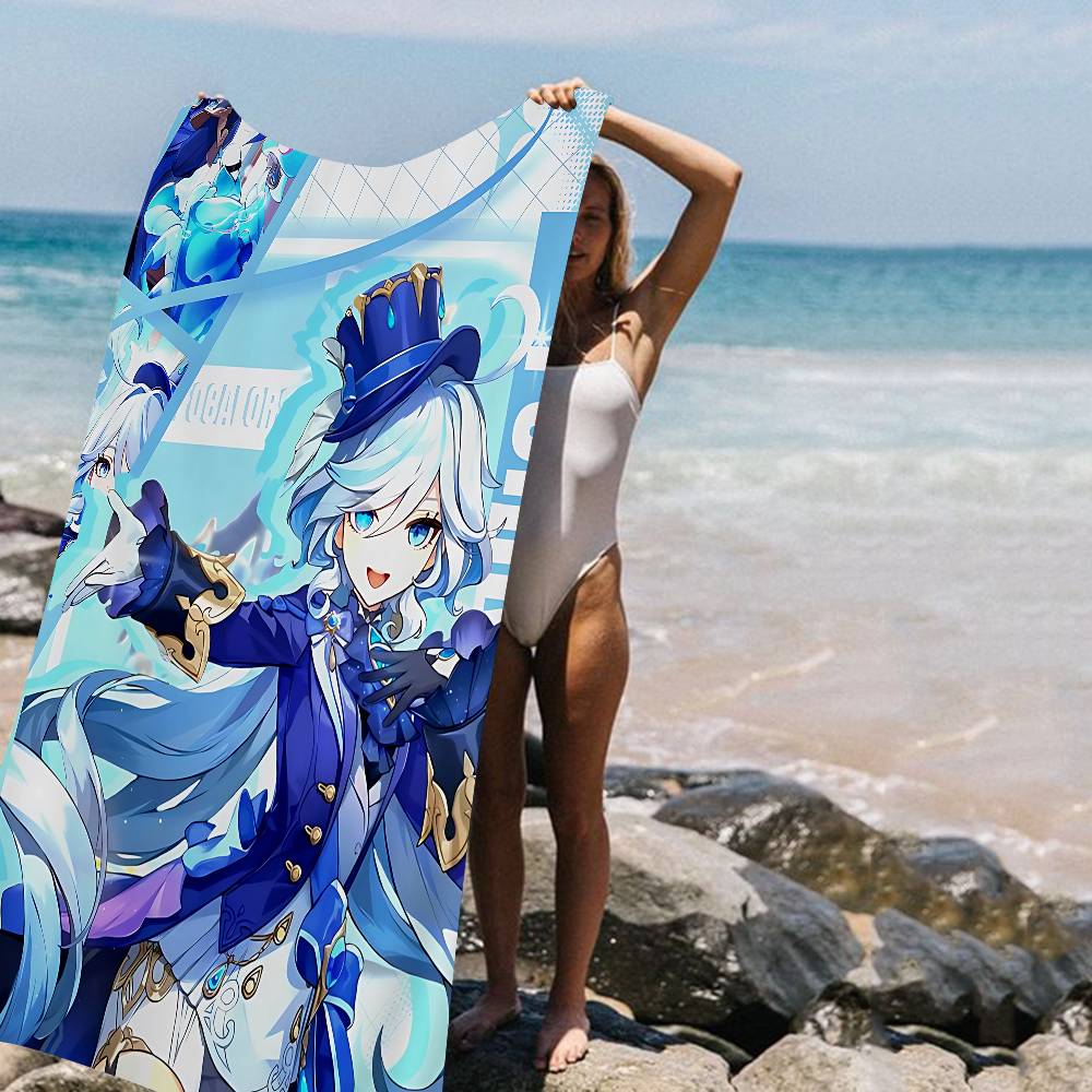 G-Genshin I-Impacts Furina Foutiane Microfiber Beach Towel Absorbent Quick Dry Soft Yoga Swimming Resort Mountain Climbing Towel