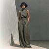 Pure Color Sleeveless Tshirt For Women With Polyester Fabric In Casual Summer Style For Lounge And Leisure